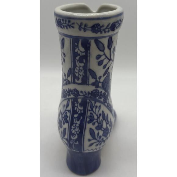 Vintage The Canton Company Blue White Porcelain Granny Boot Vase Planter 7” - Picture 5 of 7